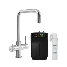 Caliente 3 in 1 Chrome Square Spout Boiling Water Tap Inc Filter & Boiler