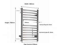 1250 x 300mm Sussex Ashdown Stainless Steel Towel Rail - JIS Europe