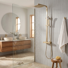 Square Brushed Brass Concealed Shower Valve Head, Fixed Head & Hand Set Shower Pack