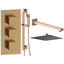 Challans Brushed Bronze Square Shower Valve & Kit Pack 3