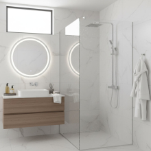 Alabio Matt Black Round Dual Head Thermostatic Bar Mixer Shower