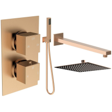 Challans Brushed Bronze Dual Outlet Shower Valve with Rainfall Shower Head and Hand Set