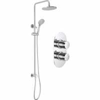Round Shower Pack 2 - Allier Dual Outlet Shower Valve Handset & Rainfall Shower