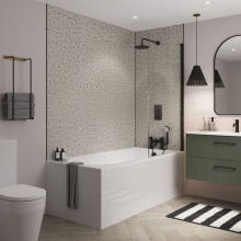 Snow White Chevron Tile Showerwall Laminate Panels