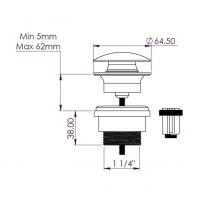 Push Button Basin Waste, Slotted, Easy Clean, Nuie