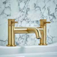 Scudo Core Wall Mounted Basin & Bath Tap Brushed Brass