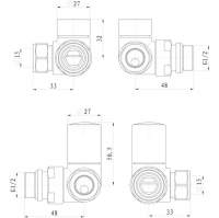 Corner Radiator Valves - Brushed Brass  