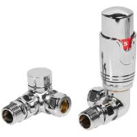 Corner Round Thermostatic Radiator Valves - Chrome 