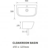 Crest 450 x 320mm Cloakroom Basin & Brushed Brass Bottle Trap