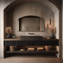 Origins Living Delphine Overmantel Arch 60 Matt Black Mirror