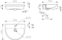 Villeroy & Boch Architectura Semi Recessed Washbasin, 550mm With Overflow