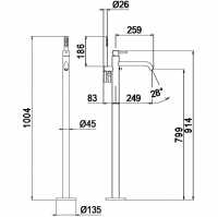 Abacus Plan Freestanding Bath Shower Mixer Tap - Matt Black