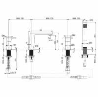 Bayswater 3 Hole Hex Bath Mixer Taps - White/Chrome