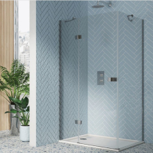 Dawn Athena 800mm Chrome Hinged Shower Door and Inline Recess with Side Panel