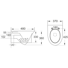 Villeroy & Boch O.novo Washdown Rimless Wall Mounted Toilet