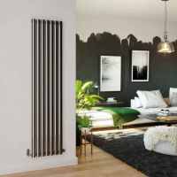DQ Denali 1800 x 413 Black Nickel Lacquer Stainless Steel Vertical Radiator