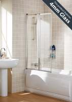Lakes Bathrooms Framed Double Panel Bath Screen - 950 x 1400mm - White