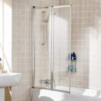 Lakes Bathrooms Framed Double Panel Bath Shower Screen - 950 x 1400mm - White