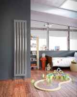 DQ Denali 1800 x 295 Black Nickel Lacquer Stainless Steel Vertical Radiator