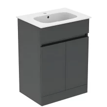 Ideal Standard Eurovit+ 600mm Mid Grey Freestanding 2 Door Unit and Basin
