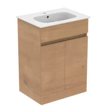 Ideal Standard Eurovit+ 600mm Natural Oak Freestanding 2 Door Unit and Basin