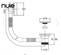 Nuie Brushed Brass Easyclean Sprung Plug Bath Waste