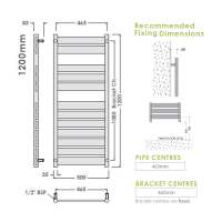 Abacus Elegance Plana Bathroom Towel Rail - 1200 x 500mm - Chrome