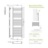 Abacus Elegance Plana Bathroom Towel Rail - 1600 x 500mm - Chrome