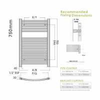 Abacus Micro Linea Slimline Towel Rail 1120 x 300mm White