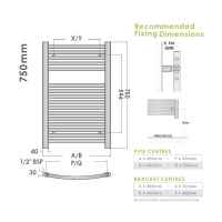 Abacus Elegance Radius Towel Rail 750 x 480mm - Chrome