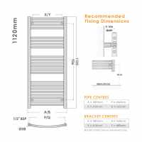 Abacus Elegance Radius Towel Rail 1700 x 480mm - White