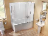 Overberg DOUBLECAST 1700 x 850mm P Shape Shower Bath Pack