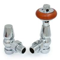DQ Enzo TRV Angle with Brown Heads in Chrome Radiator Valves