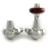 DQ Enzo TRV Corner with Brown Heads in Chrome Radiator Valves