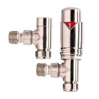 DQ Essential TRV Angled Brushed Nickel Radiator Valves