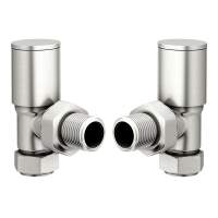 DQ Essential Manual Angled Brushed Nickel Radiator Valves