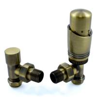 DQ Estilo TRV Angled in Antique Brass Radiator Valves