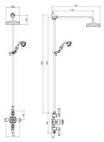 Scudo Helier Square Cool Touch Dual Head Rigid Riser Shower