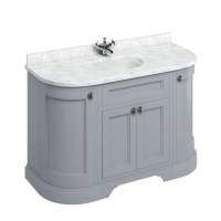 Burlington 130cm Grey Double Basin Four Drawer Vanity Unit - Minerva Worktop