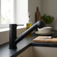 Jaquar Florentine Prime Black Chrome Single Lever Kitchen Tap With Extractable Hand Spray
