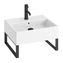 Abacus Concept Pure Basin 500 x 420mm 1 Tap Hole With Matt Black Towel Hangers