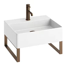 Abacus Concept Pure Basin 500 x 420mm 1 Tap Hole With Brushed Bronze Towel Hangers