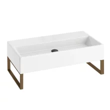 Abacus Concept Pure Basin 800 x 420mm 0 Tap Hole With Brushed Bronze Towel Hangers
