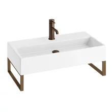 Abacus Concept Pure Basin 800 x 420mm 1 Tap Hole With Brushed Bronze Towel Hangers