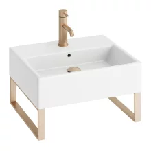 Abacus Concept Pure Basin 500 x 420mm 1 Tap Hole With Brushed Brass Towel Hangers