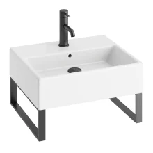 Abacus Concept Pure Basin 500 x 420mm 1 Tap Hole With Matt Anthracite Towel Hangers