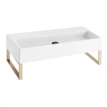 Abacus Concept Pure Basin 800 x 420mm 0 Tap Hole With Brushed Brass Towel Hangers