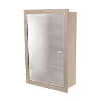 Bleached Oak Trio Recessed Cabinet with Mirror and Shelves by Abacus Direct
