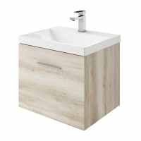 Bleached Oak - 600mm - Pure F Under Basin Bathroom Vanity Unit and Basin - Abacus
