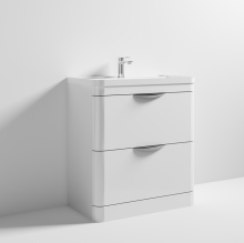 Parade 600mm White Two Drawer Vanity Unit With Ceramic Basin - Nuie